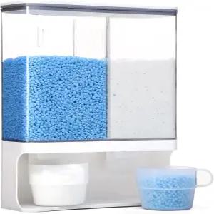 세탁 세제 디스펜서 벽걸이형 향 부스터 비즈 쌀 콩 분말 얼룩 제거제 비드 용기105온스 2컵 포함