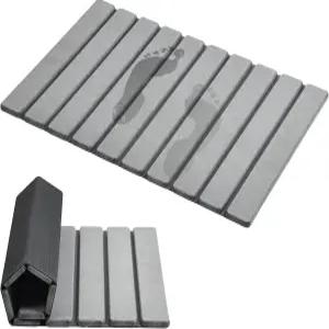 AWW 접이식 돌 목욕 매트 고흡수성 규조토 미끄럼 방지 23.6 x 15.5 인치 급속 건조 작고 보관하기 쉬운