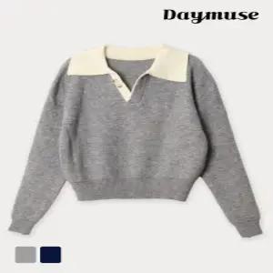 [모어오브](N) 리아스 니트 배색 카라 스웨터 탑