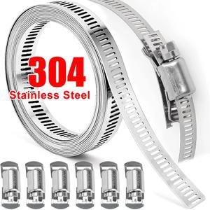 304 스테인리스 스틸 호스 클램프 스트랩 DIY 사이즈 조절 가능 나사 밴드 패스너 웜 기어 클립 가능한 튜브 파이프 덕팅