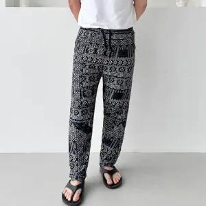 남성 여름 패턴잠옷 쿨팬츠 파자마바지 시원한 밴딩팬츠