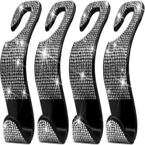 여성용 자동차 지갑 후크 블링 헤드레스트 4팩 자동 뒷좌석 걸이 리어 가방 핸드백 식료품실버