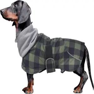 닥스훈트 코트 방수 기능이 있는 소시지 와이너 개 겨울 패딩 플리스 강아지 스노우수트 밴드 반사