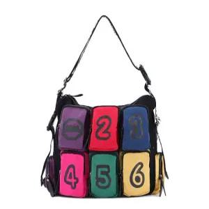 일본 트렌디 색상 주머니 백팩 수납 그리드 숫자