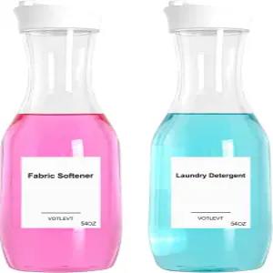 54 OZ 세탁 세제 디스펜서 비누 액체 용기 및 정리함 투명 플라스틱 섬유 유연제 세탁실용 분말 2팩