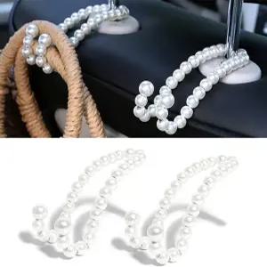 자동차용 지갑 후크 시트 헤드레스트용 귀여운 진주 가방 행거 정리 여성용 소녀스러운 장식 액세서리