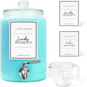 스피갓과 계량컵이 포함된 대형 1갤런 세탁용 액체 세제 디스펜서 섬유 유연제 비누 유리 용기를 위한 4L