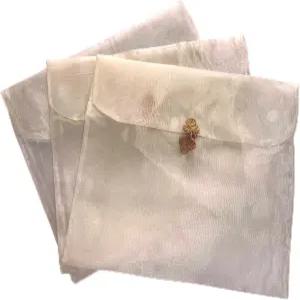 스카프 보관 가방 베이지 암호화 매트 버튼 실 봉투 실크 선물 오르간자 의류 옷장 정리함 포장 13 x 11.8