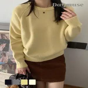 [모어오브]에세이 라운드 니트 긴팔 스웨터 탑