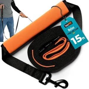 15피트 길이의 반려견용 목줄 원거리 리콜/명령 훈련용 긴 줄 개 나일론 헤비 듀티 대형 및 소형 품종에