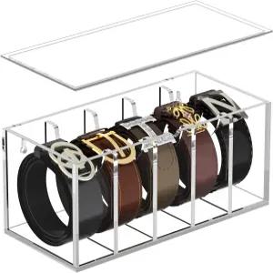 페멜리 벨트 정리함 먼지 덮개가 있는 옷장용 아크릴 보관함 서랍용 5칸 용기 디스플레이 홀더 여성 남성용