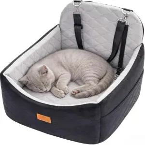 소형/소형 개/고양이용 카시트 최대 30파운드 메모리 폼 애완동물 부스터 시트 분리형 세탁 가능 커버