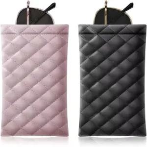 Thsdya Tech 2 PCS Pu 선글라스 정리 파우치 소프트 스퀴즈 탑 안경 케이스 다용도 여행용 가방