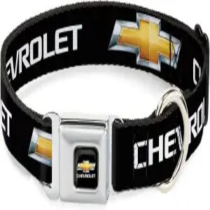 버클 다운 안전벨트 도그 칼라 쉐보레 보타이 블랙/골드 로고 반복 1인치 너비 915인치 넥에 맞습니다 소형