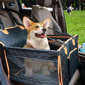 중형 소형견용 반려견 카시트 안전벨트 및 수납 포켓 조절 가능한 반려동물 통기성 방수 커버 30파운드