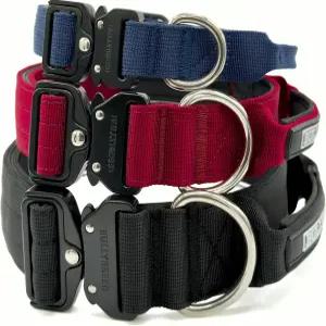 BULYBRED 전술 개 목걸이 헤비 듀티 방수 소형견용 훈련 퀵 릴리스 금속 버클 조절 가능한 사이즈네이비