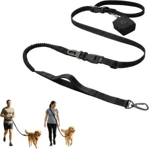 6in1 핸즈프리 개 목줄 허리 및 크로스바디 번지 리드 이중 패딩 핸들 충격 흡수 안전벨트 버클 소형 중형