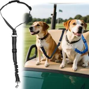 골프 카트용 개 안전벨트 테더 자동차용 조절 가능한 목걸이 줄 반려동물 안전 보호용 반려견 하네스블랙