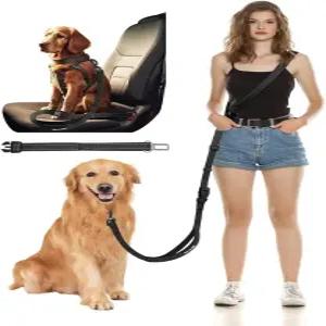 핸즈프리 개 목줄 2in1 탈착식 반려동물 안전벨트 5.99.2피트 크로스바디 보행 하이킹 여행 등을 위한 양면