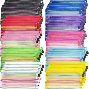 지퍼가 달린 메쉬 백40팩 작은 나일론 메이크업 백 화장품 파우치 여행용 정리 가방 기저귀 홈 스트라이프