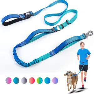 헤비 듀티 핸즈 프리 개 목줄 패딩 핸들이 있는 57피트 반사 조절식 허리 벨트 충격 흡수 번지 및 대형