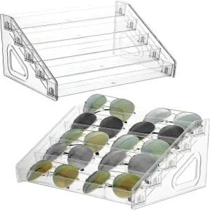 2팩 5단 선글라스 정리 스탠드 다용도 투명 아크릴 홀더 디스플레이 안경 메이크업 네일 폴리시 등급