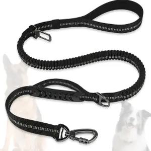 반려견 목줄 헤비 듀티 46피트 길이의 긴 강력 충격 전술 줄 패딩 핸들 2개가 있는 차량용 안전벨트 중형 L