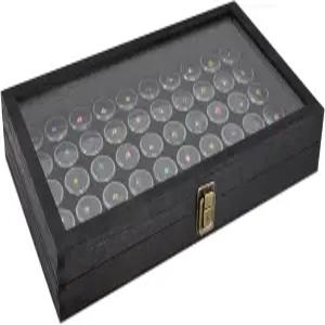 MOOCA 유리탑 블랙 주얼리 디스플레이 케이스 박스 50개 젬병 링 정리함 보관 트레이와 포함 15인치 W x