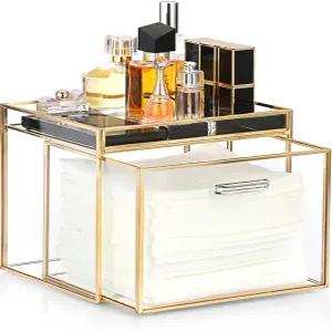 썸나콘 일회용 페이스 타월 홀더 유리 보관함 서랍 포함 클린 스킨 클럽 XL 메이크업 박스 정리함 욕실용