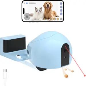 간식 디스펜서와 장난감 동작 감지 HD 비디오 야간 투시 양방향 오디오 고양이와 개를 위한 모바일 피더 앱