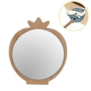 나무 재질 귀여운 사과형 탁상거울 화장대 소형