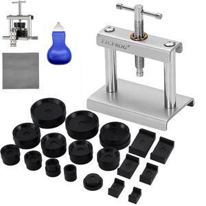 TICFROG 시계 프레스 도구 세트, 커버를 닫는 백 케이스 클로저, 배터리 교체, 오프너 제거기, 18PCS 몰드가 있는 손목시계용 수리 키트 및 원형 사각형 다이얼 뒷면과 호환 가능