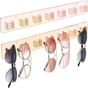 MaxGear 선글라스 정리함 벽걸이 14개의 슬롯이 있는 2팩 아크릴 안경 디스플레이 홀더 보관함 접착 테이프