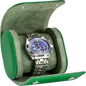 스웨이드 안감이 있는 남녀용 로셀 시계 케이스 롤 여행 보관 정리 및 디스플레이그린 크로스1 슬롯