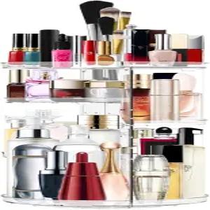 메이크업 오거나이저 360 회전 화장품 DIY 조절 가능한 캐러셀 방적 홀더 랙 대용량 보관함 브러시 클리어