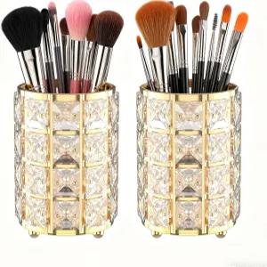 황금 크리스탈 블링이 있는 루구누 메이크업 브러시 홀더 펜 연필을 위한 우아한 베니티 오거나이저