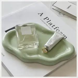 여성용 작은 장신구 접시 주얼리 트레이 귀여운 세라믹 구름 열쇠용 링 홀더 양초 향수 베니티