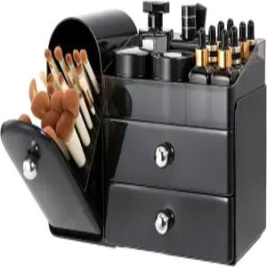 메이크업 오거나이저 브러시 홀더가 있는 바니티 대형 스킨케어 및 욕실 조리대 스토리지 립스틱 향수 네일
