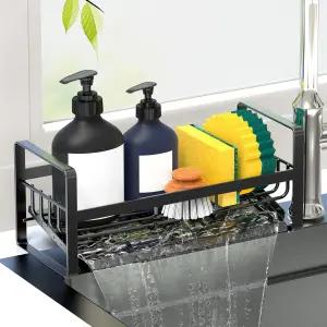 주방 싱크대용 콘토요 스펀지 홀더 자동 배수 트레이가 있는 스테인리스 정리함 비누 브러시 디스펜서용