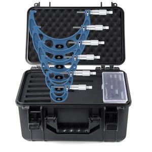 HDLNKAK 0-6인치 외경 마이크로미터 세트, 0.0001인치 눈금과 텅스텐 카바이드 팁이 장착된 6피스 고정밀 공구 세트는 튼튼한 휴대용 케이스와 함께 제공됩니다.