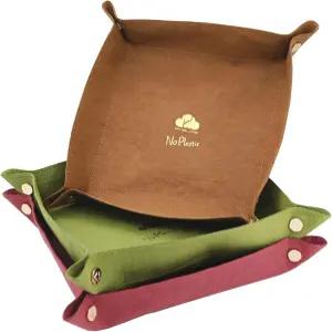 PINELIFE 접이식 발렛 트레이 3종 세트 빨간색 녹색 갈색 데스크톱 나이트스탠드 사무실 여행 및 연말