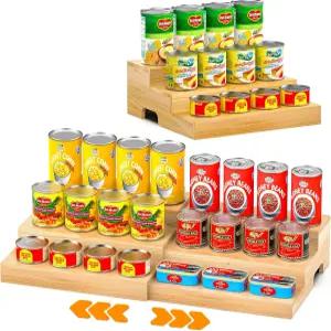 팬트리용 디랙 확장형 캔 정리함 3단 나무 홀더 제품 최대 소다 보관 캐비닛용 식품 디스플레이 Kicten