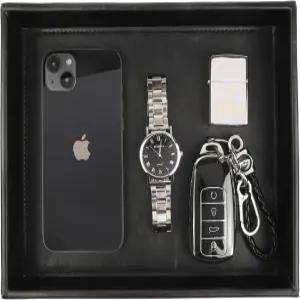 남성용 가죽 발렛 정리함 ？ 지갑 열쇠 EDC 주얼리 향수용 블랙 캐치올 나이트스탠드 서랍장 욕실 세면대