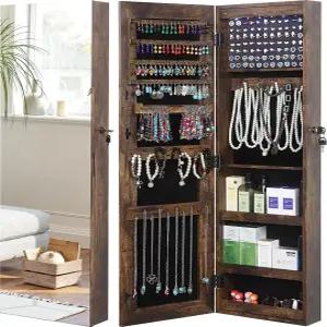 GISSAR 전신 거울 주얼리 캐비닛 문 위에 설치된 6개의 LED 아모아르 벽 조명 사물함 미러 있는 오거나이저