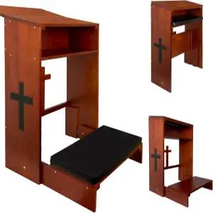 보관 선반과 쿠션이 있는 나무 기도 무릎 보호대 가정과 교회를 위한 접이식 편안한 꿇기 전도대 32인치