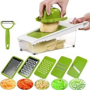 만돌린 슬라이서 야채 감자 강판 커터 초퍼 햇파이어 줄리엔 슬라이스 및 파쇄 과일 채소 식품 용기 안전
