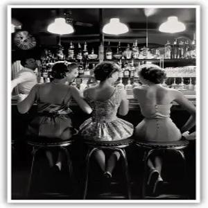 빈티지 흑백 포스터 트렌디한 여성 음료 칵테일 월 아트 펑키 걸리 룸 데코 레트로 알코올 캔버스 인쇄 바