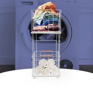 세탁바구니 가을 인테리어를 완성하는 이동식 2단 빨래바구니