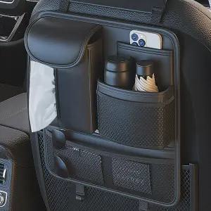 뒷좌석 차량 정리함 5개의 보관 포켓 접이식 푸드 트레이가 있는 보호대 킥 매트 여행 액세서리