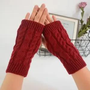 앙고라장갑 겨울 여성 패션 선물 방한 꽈배기 니트 핸드워머 레드